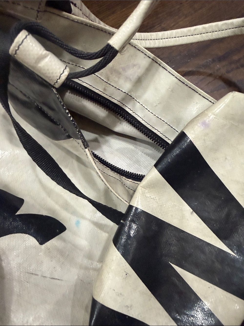 FREITAG Grey & Black Graphic Shoulder Bag with Detachable Pouch. - Picture 16 of 16